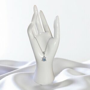 Elegant Silver Nazar Turtle Pendent Necklace